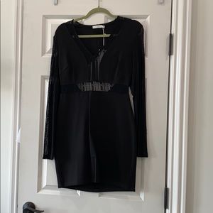 Lush Lulu’s Black Body Con Dress with Lace accents
